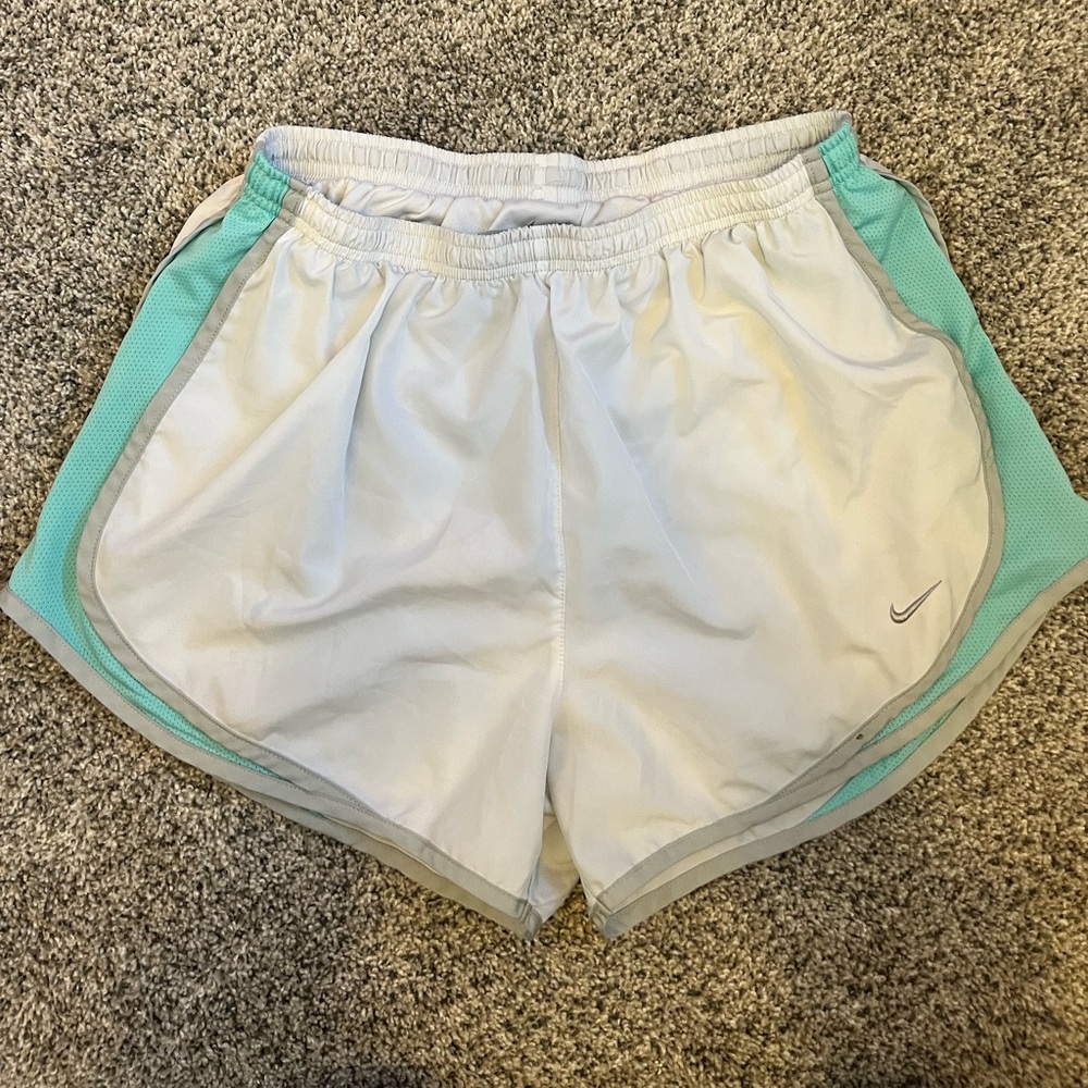 Nike Women's Athletic Shorts in White and Aqua